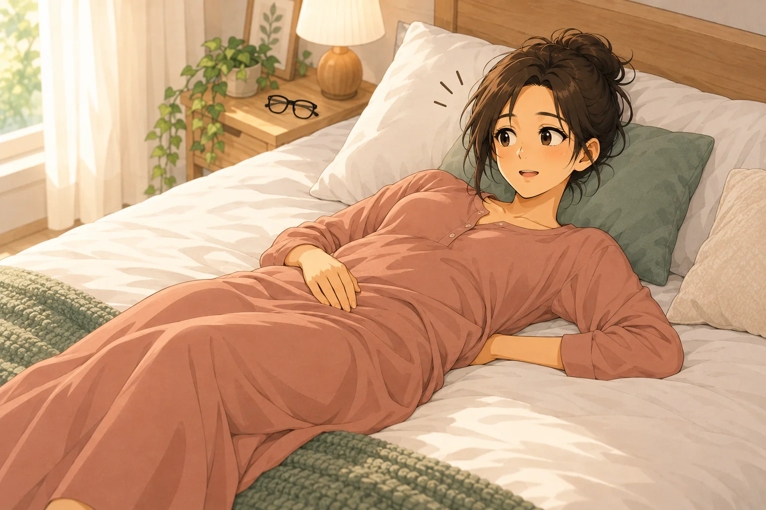 みなみが腰の下に手を入れて確認