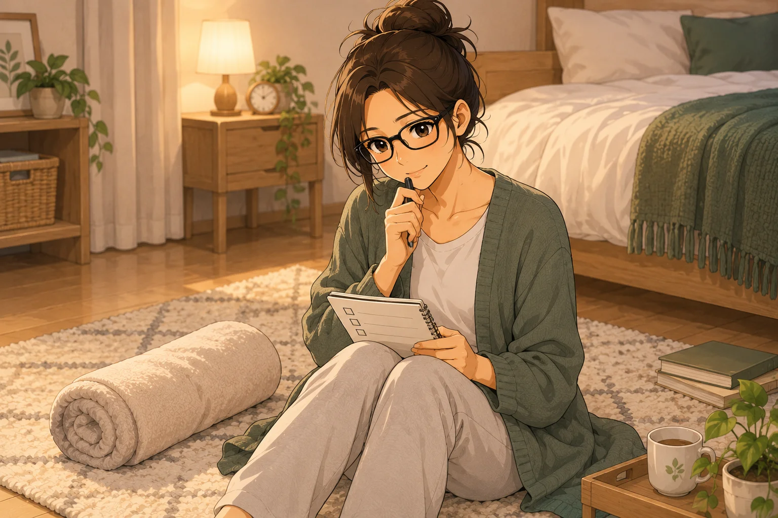 ノートにメモするみなみ